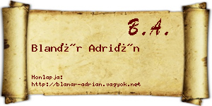 Blanár Adrián névjegykártya