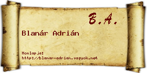 Blanár Adrián névjegykártya